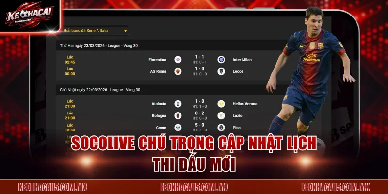 Socolive chú trọng cập nhật lịch thi đấu mới